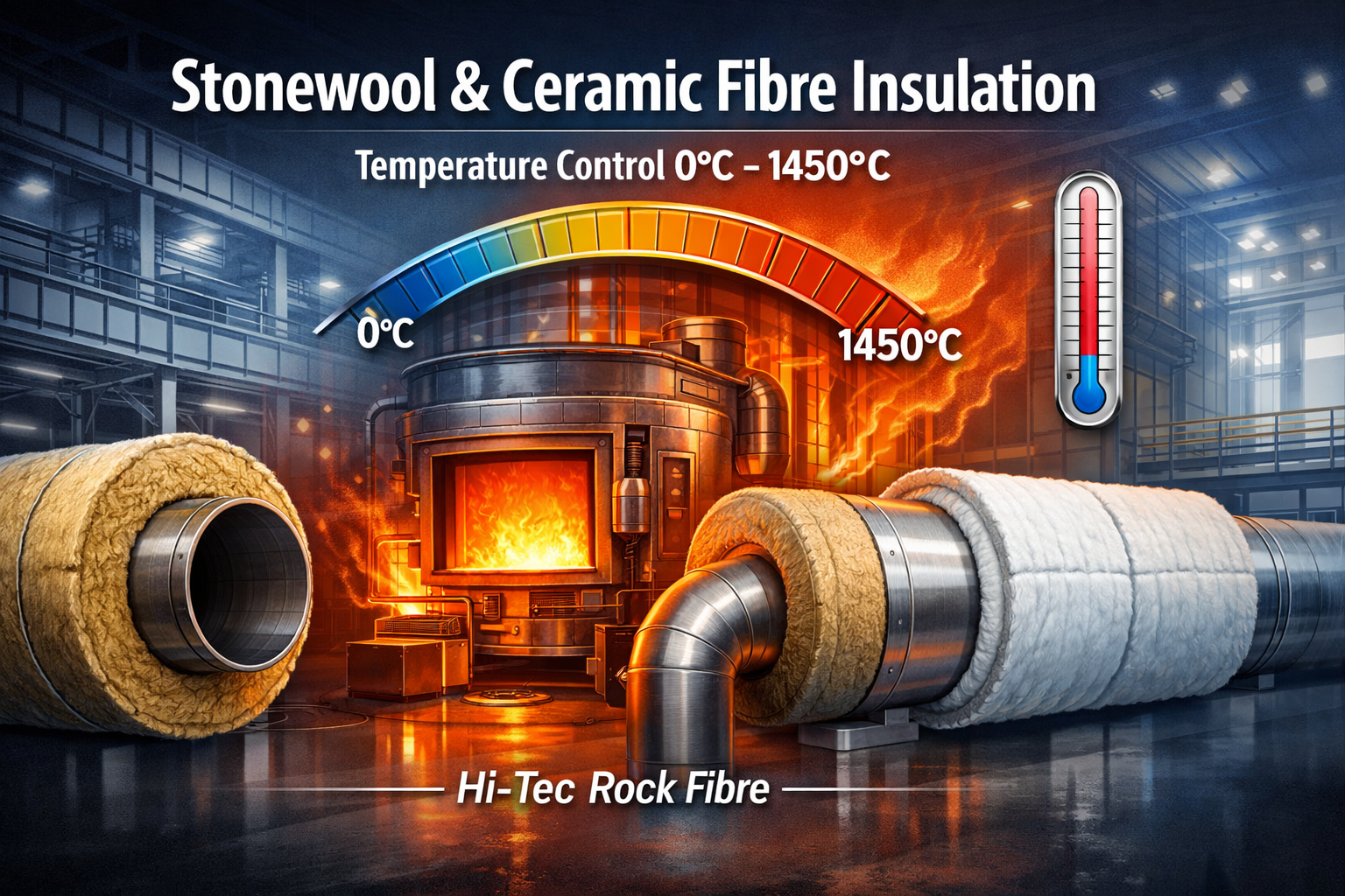 Stonewool Insulation with Ceramic Fibre Temperature Capacity (0°C – 1450°C)