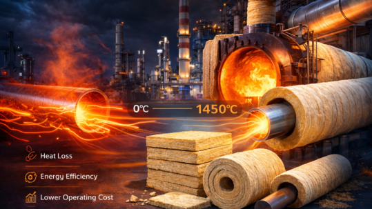 Stonewool insulation improving energy efficiency in high temperature industrial applications up to 1450°C